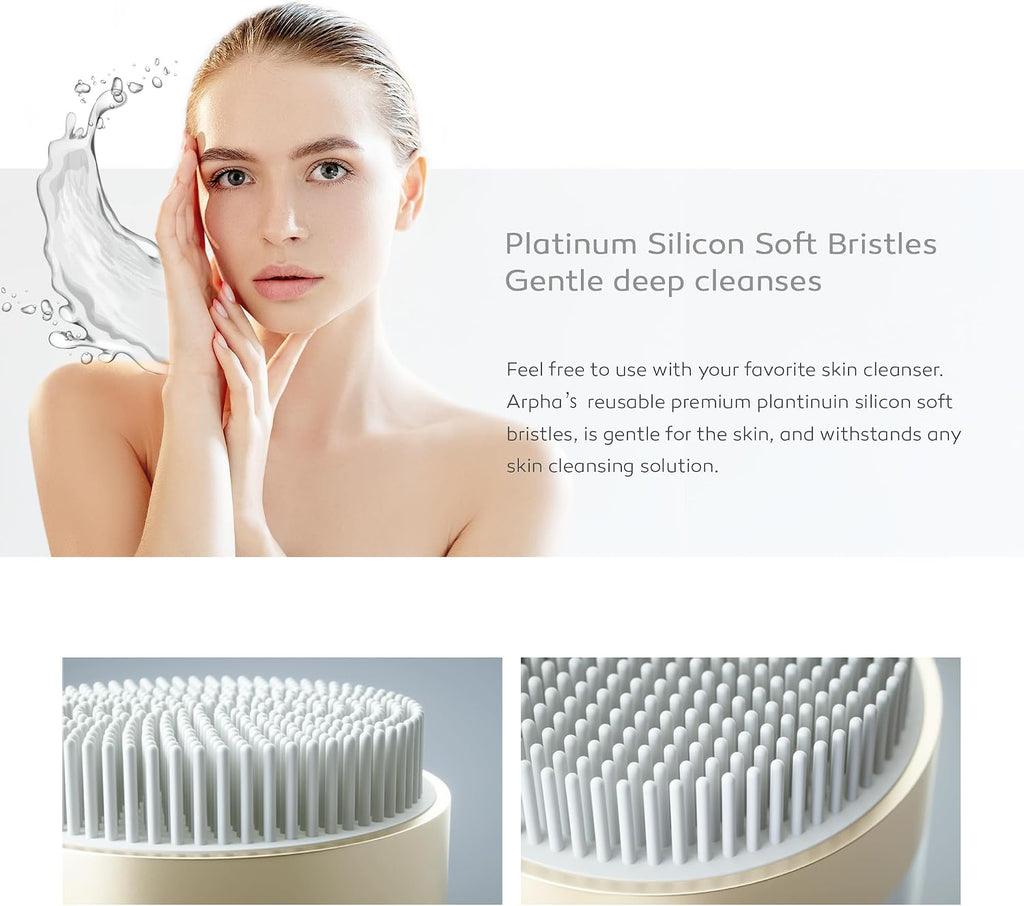 Arpha Titanium Ion Skincare Enhancer & Silicone Sonic Face Scrubber, for Skin Tightening, Brightening, Gentle Deep Cleanse, Mindful Glow Up, Only 135g, IPX7 Waterproof (Black)