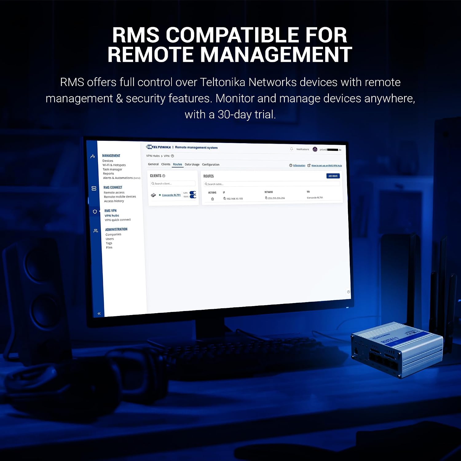 Teltonika RUTX11 Industrial Cellular WiFi Router Dual SIM Card Slot - 4G LTE CAT 6, Speeds Up to 300 Mbps - LAN, WiFi, & Bluetooth LE Connectivity - RMS Compatible, Auto Failover (TELRUTX11100400)