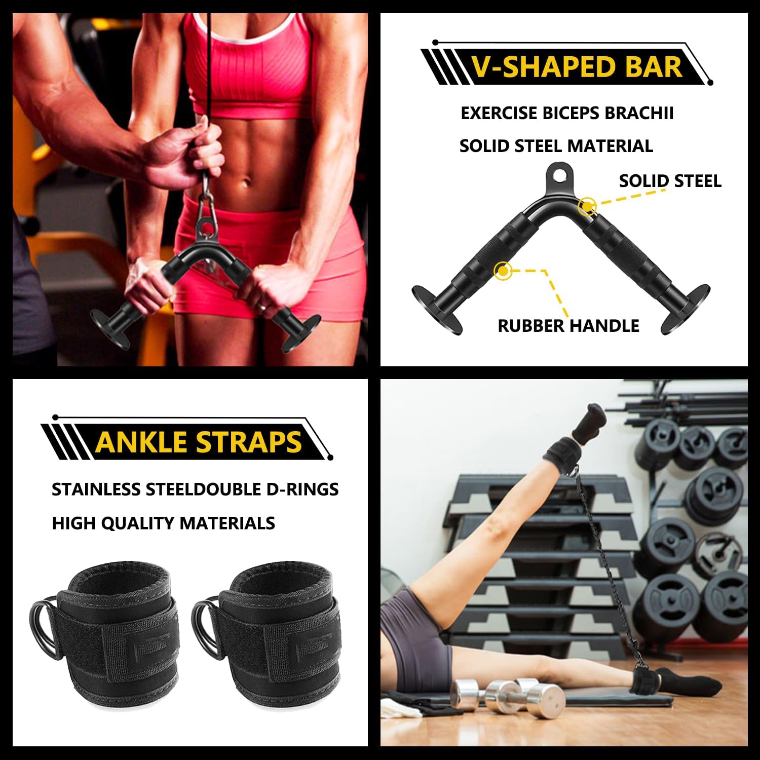 Cable Machine Attachment LAT Pulldown Attachments Cable Machine Accessories for Home Gym