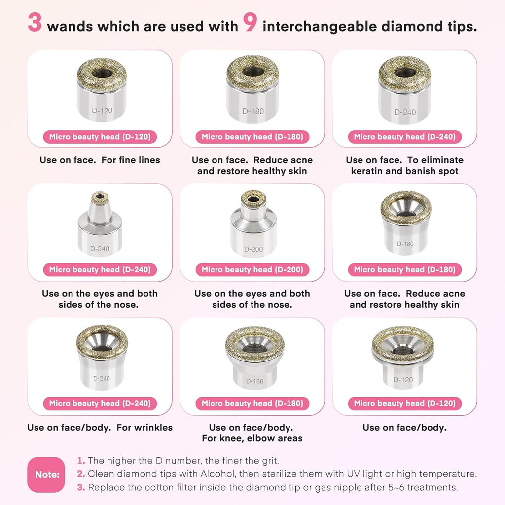3 in 1 Diamond Machine, TopDirect Facial Skin Care Salon Equipment Beauty Device with Spray Gun (Strong Suction Power: 65-68cmhg)