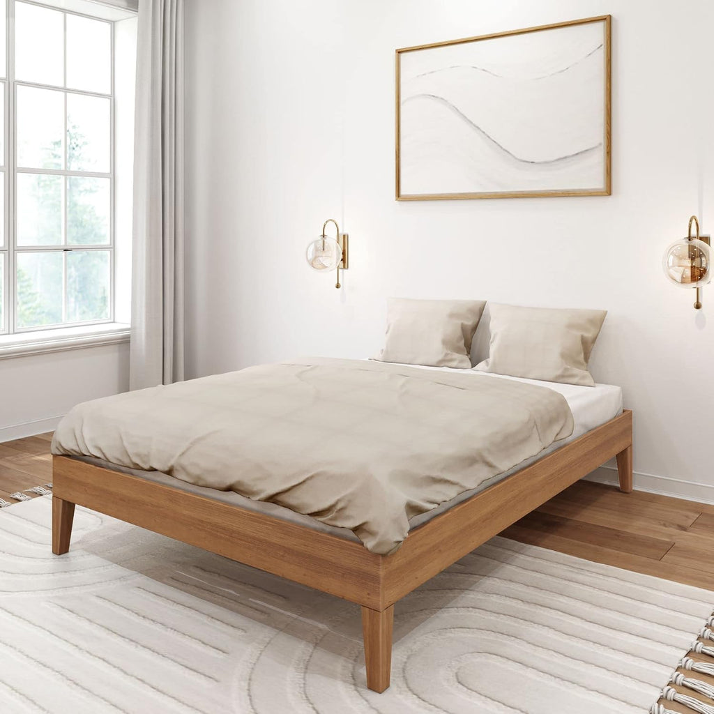 Plank+Beam Solid Wood Platform Bed Frame, Strong Wood Slat Support, No Box Spring Needed, Easy Assembly, Pecan, Full