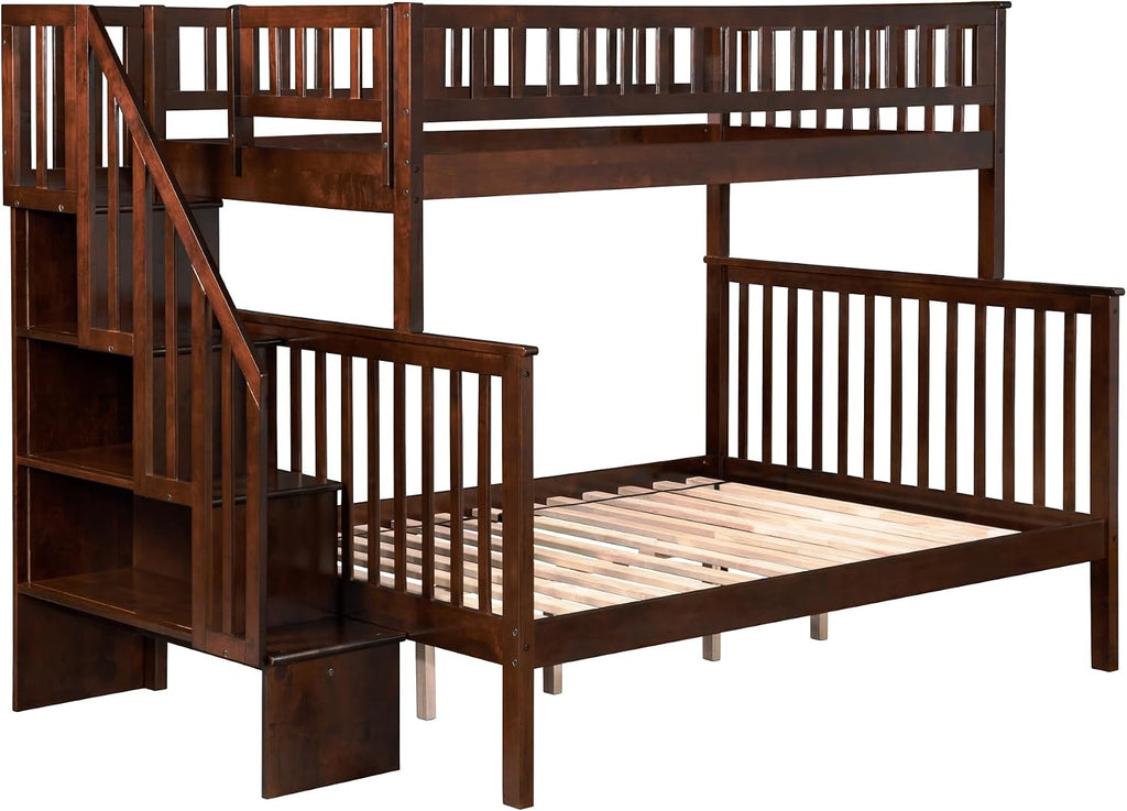 AFI, Woodland Staircase Bunk Bed Twin Over Full, Walnut