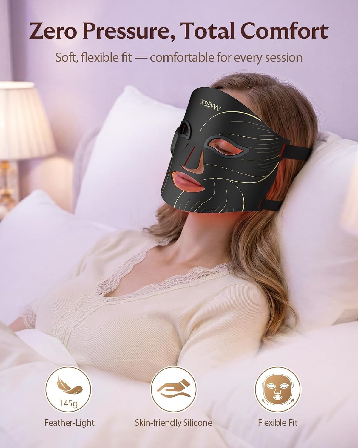 Red Light Therapy for Face – 4 Mode Cordless LED Face Mask with 850NM Infrared,630NM Red & Blue Light, 272 LED Beads, Eyes Protection, Rechargeable for At-Home & Travel