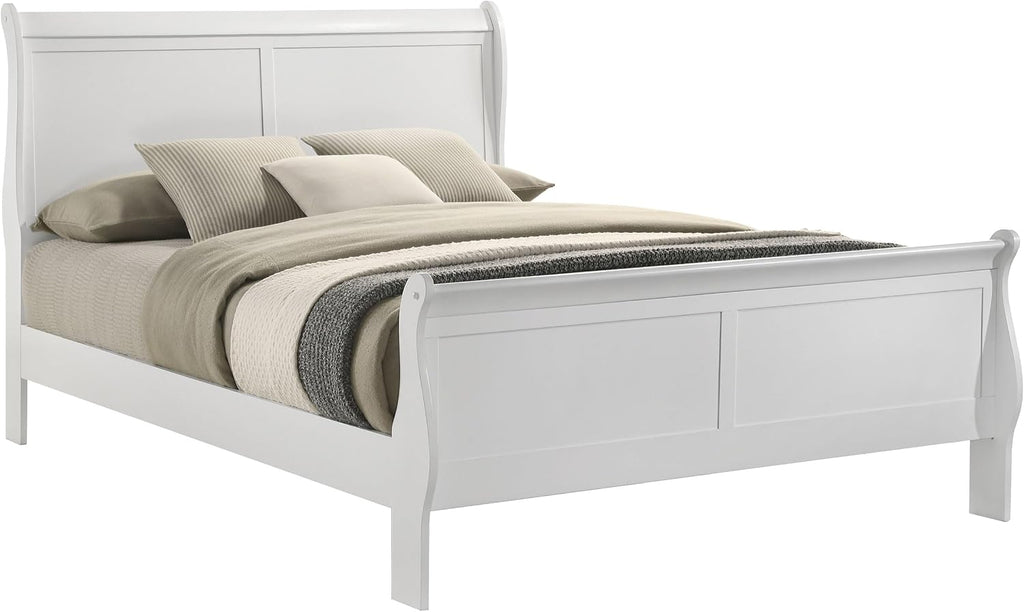 Coaster Home Furnishings Louis Philippe Traditional Wood Queen Size Sleigh Bed Frame 47-inch Headboard White 202441Q | Traditional Wood
