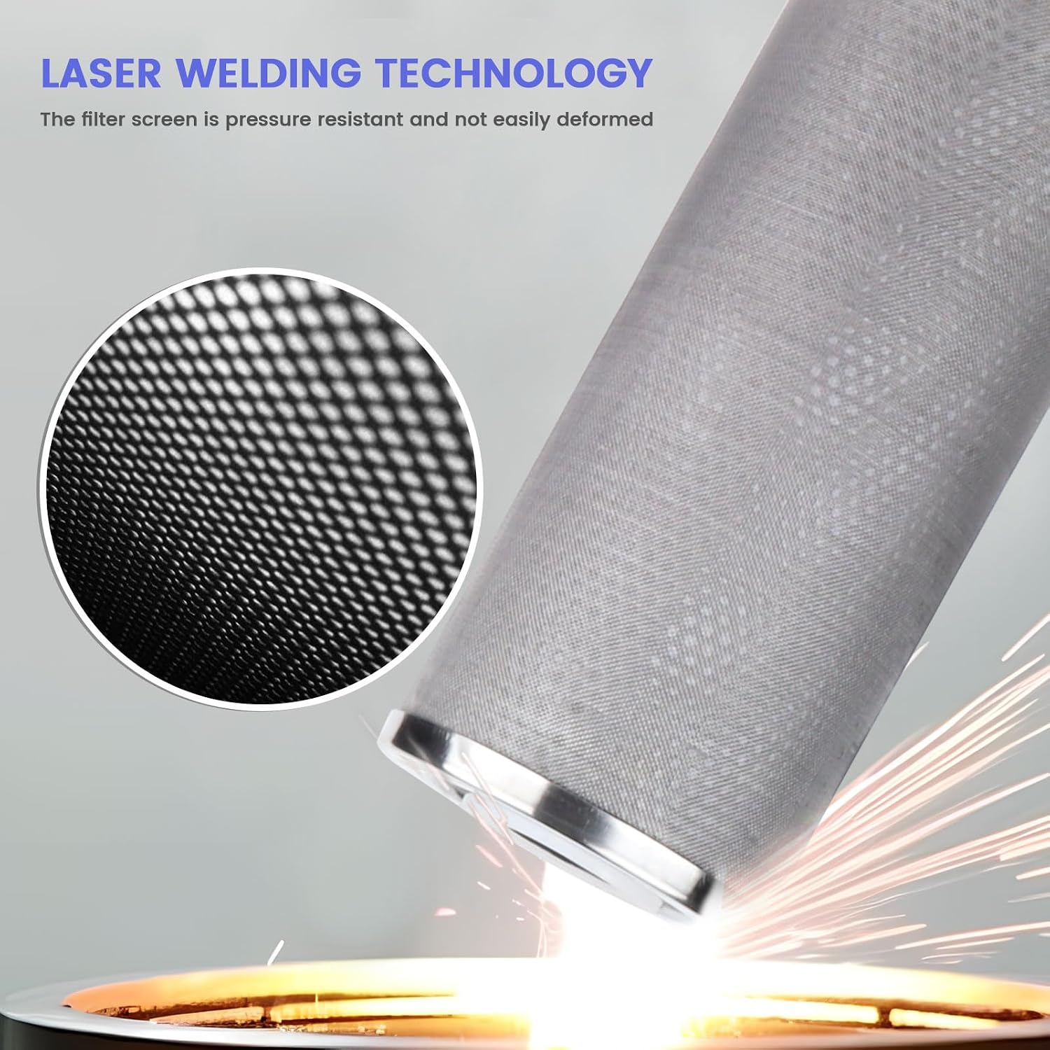 Stainless Steel Re-Cleanable Wire Mesh Filter Cartridge 20 'Length,4.5 'OD(10 Micron)