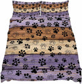 Purple Brown Cal King Sheet Set 4 Piece Bedding - Rustic Farmhouse Dog Paw Vintage Breathable Comfy Cooling Bed Sheets & Pillowcase Sets, Hotel Luxury Flat Sheets Deep Pockets Fitted Sheet