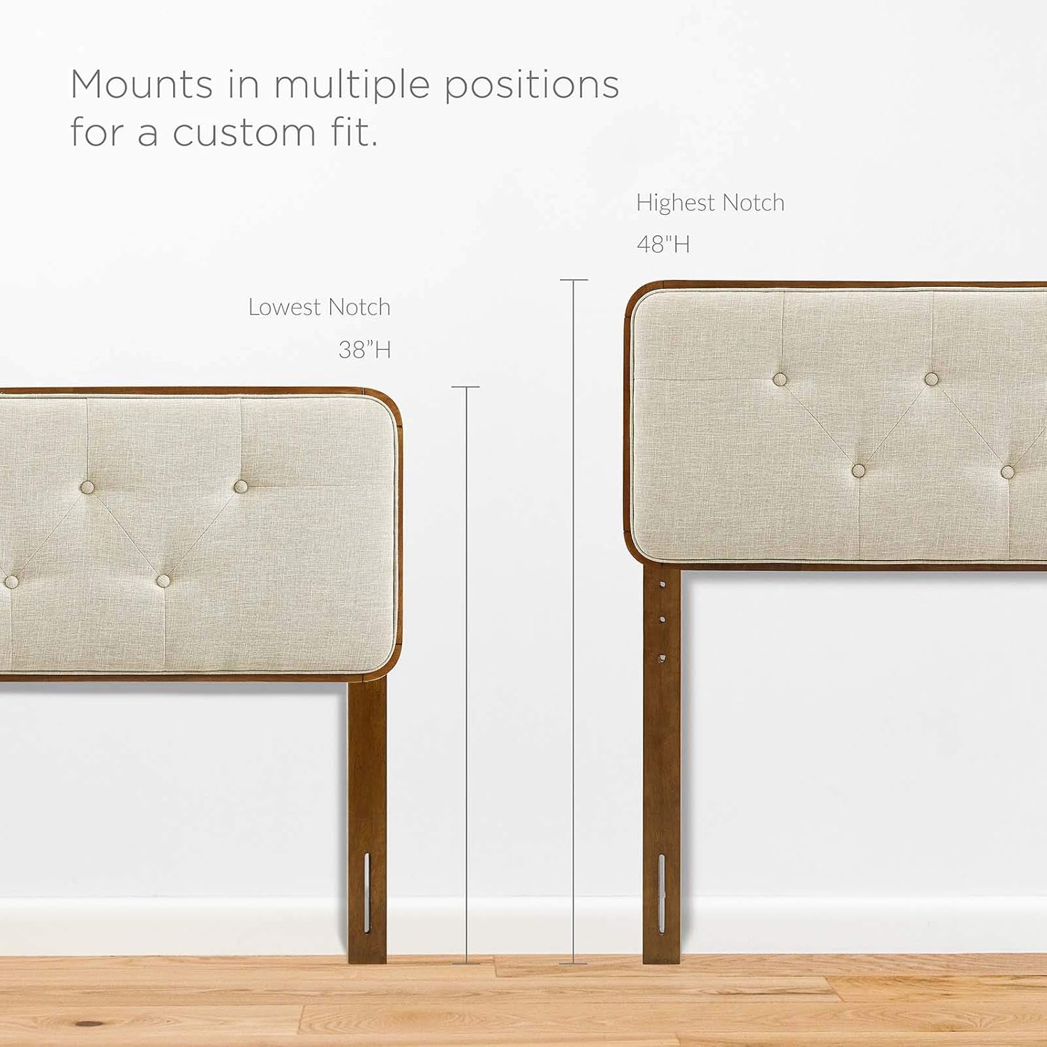 Modway MOD-6233-WAL-BEI Collins Tufted Full Fabric and Wood Headboard, Walnut Beige