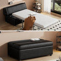 Folding Ottoman Sleeper Bed with Foldable Foam Mattress, Faux Leather Upholstered with Pull Out Bed and Steel Frame Base, Twin Size, for Living Room Bedroom Office (Black PU)