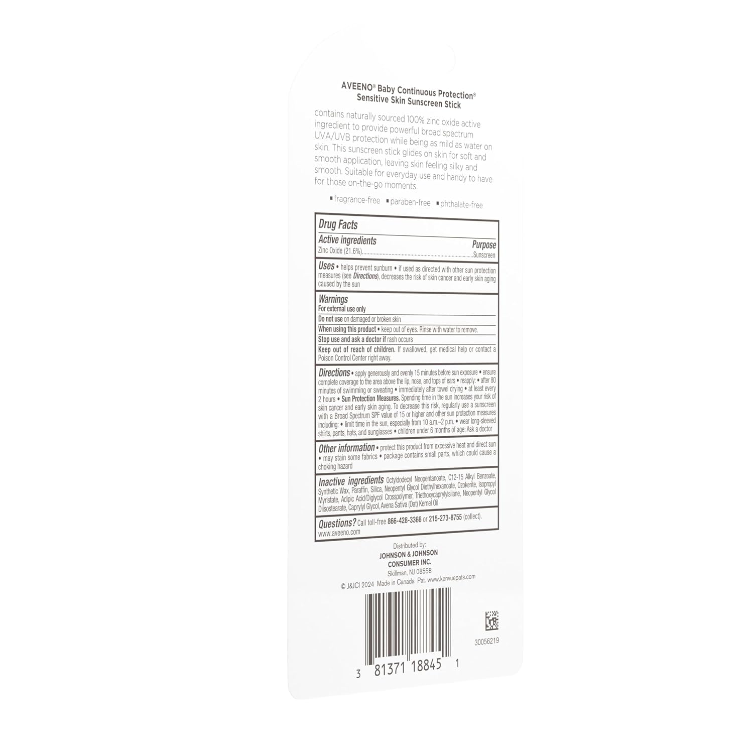 Aveeno Baby Continuous Protection Mineral Sunscreen Stick for Sensitive Skin with Broad Spectrum SPF 50 Protection for Face & Body, Naturally Sourced 100% Zinc Oxide, Travel Size, 0.47 oz (Pack of 12)