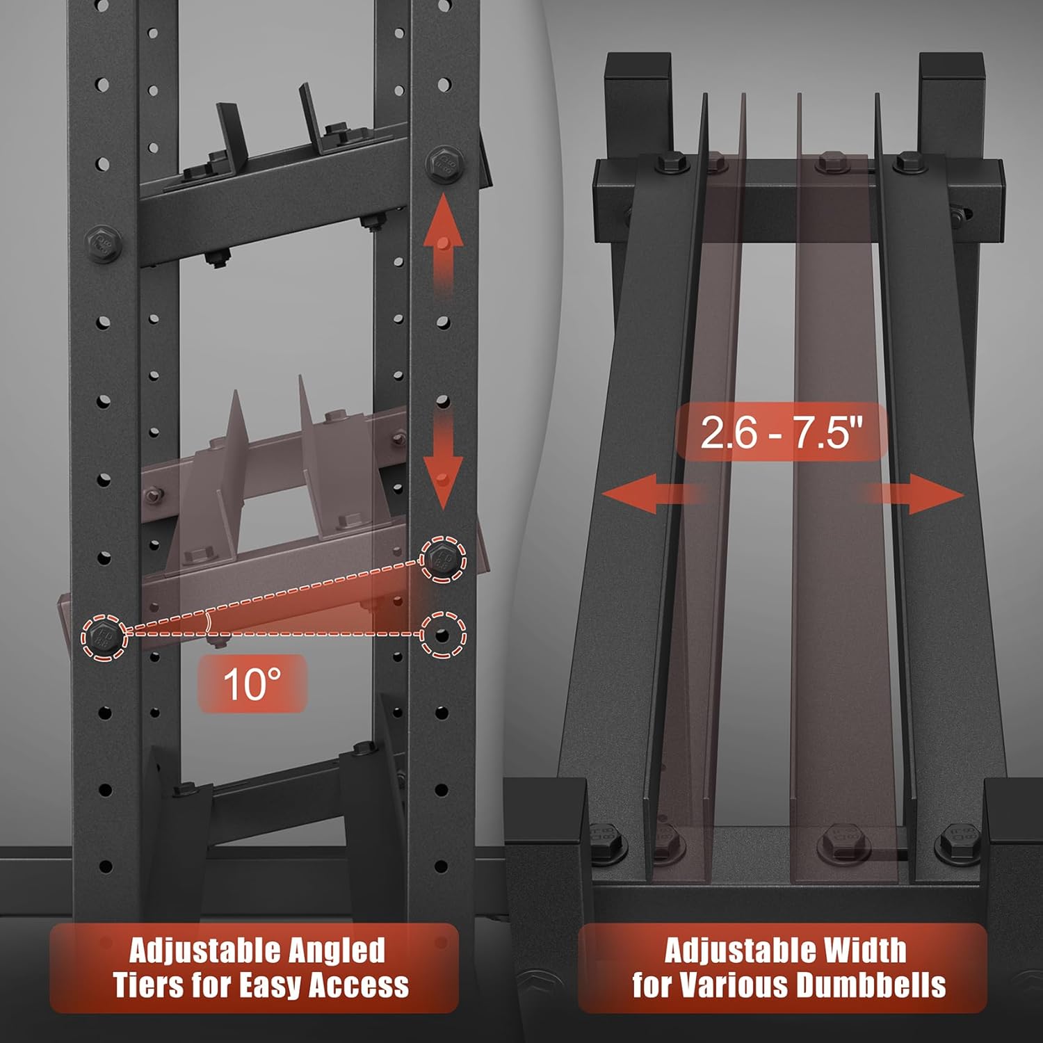 3-Tier Dumbbell Rack, 1200LB Capacity Adjustable Weight Rack for Home Gym, Heavy-Duty Weight Stand for Dumbbells Kettlebells & Weight Plates(Rack Only)