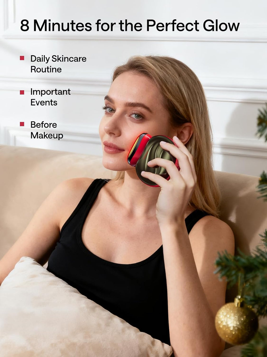 JMOON by Ulike Microcurrent Facial Device, M30U Red Light Therapy for Face, Safe Anti Aging Skin Care, 4 Modes, 5 Energy Levels for Full Face Lift and Ideal for Smile Lines, Eyes, and Forehead (Red)