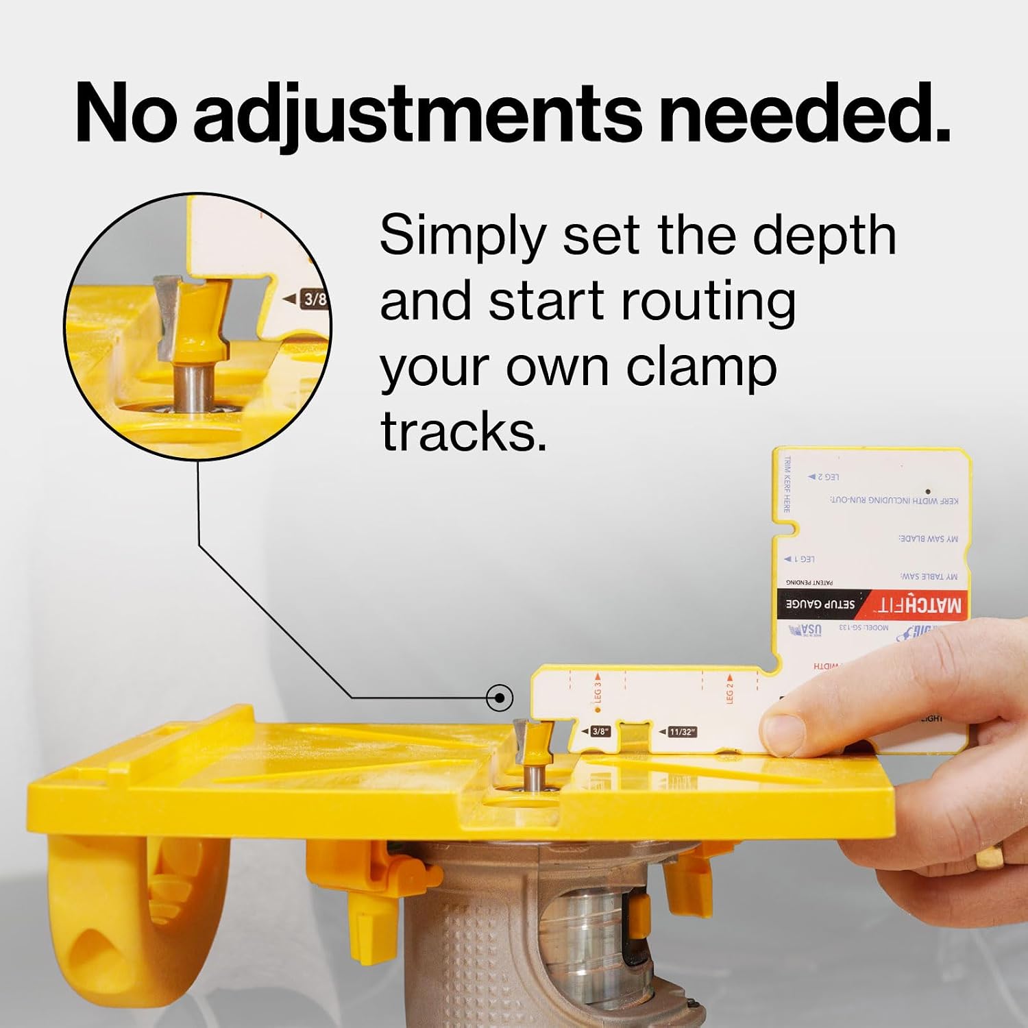 MICROJIG MatchFit Grid Router Guide Kit, Woodworking Precision Tools for Dovetail Track, Easy Setup, Self-Indexing Design, for 1/4' Shank Routing Bits