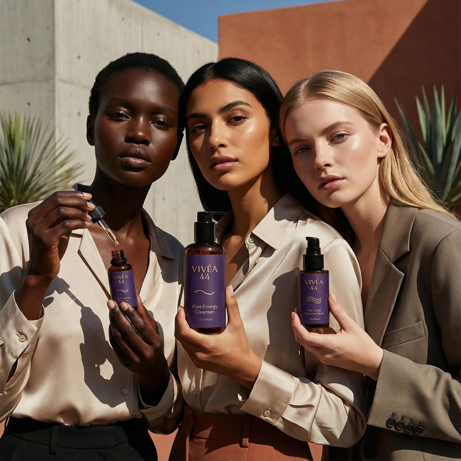 The Vivéa Ritual – 3-Piece Skincare Set with Cleanser, Vitamin C Serum & Moisturizer – Daily Hydrating and Brightening Routine for Smooth Radiant Skin – Vegan & Cruelty-Free + Gua Sha