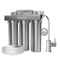 Waterdrop TST-B 0.01 Micron Ultra Filtration Under Sink Water Filter, 3-Stage Stainless Steel Under Sink Water Filtration System with Dedicated Faucet, Removes Chlorine, Taste&Odor (Drilling Required)