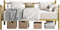 Gold Twin Size Daybed Frame with Elegant Floral Headboard, Heavy Duty Steel Slats Support, No Box Spring Needed, Modern Metal Daybed for Living Room, Guest Room, Bedroom