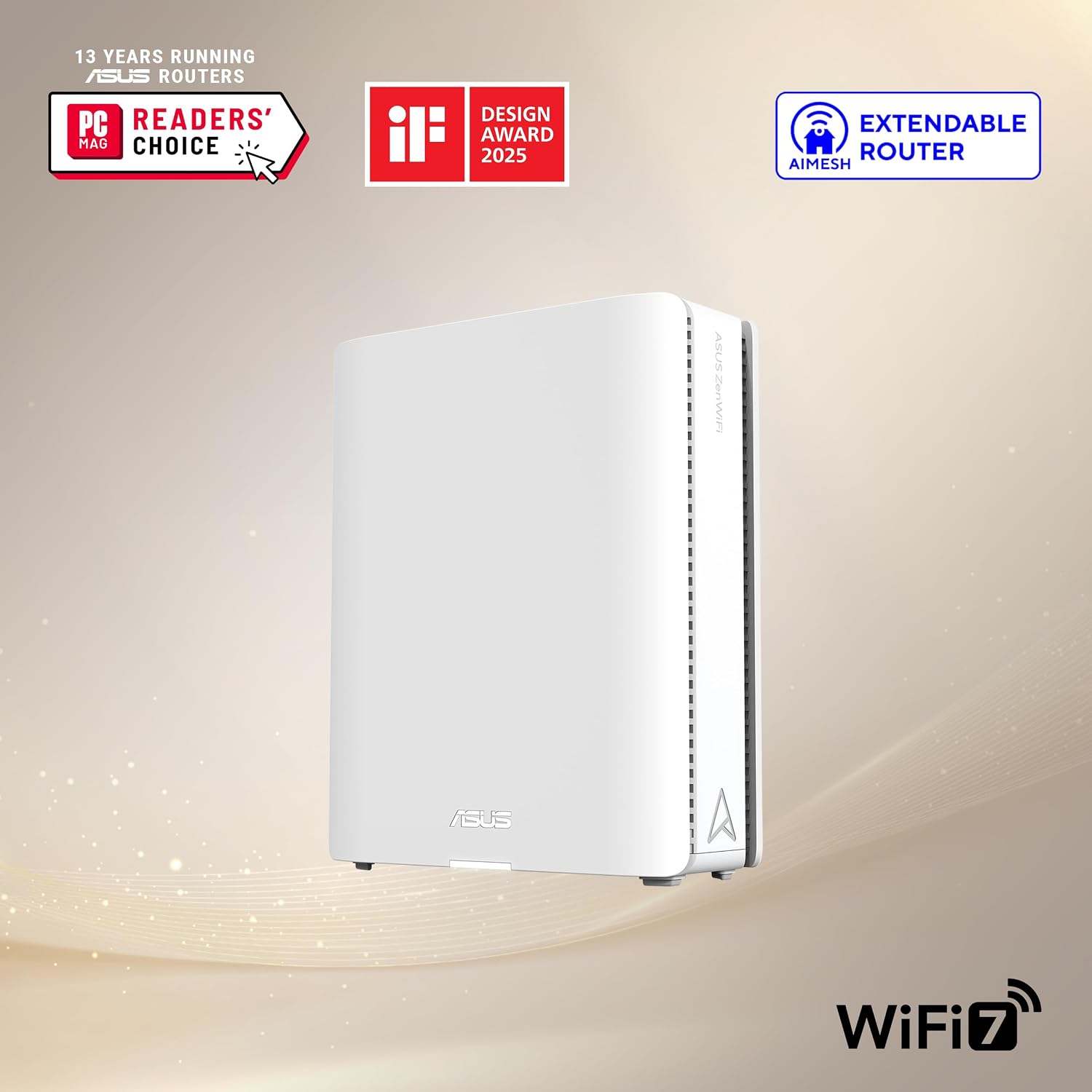 ASUS ZenWiFi BQ16 Pro Quad-Band WiFi 7 Mesh Router (1 Pack), up to 4000 sqft, 2X 10G Ports Each, Smart Home Master with Multi-SSID, VPN & Parental Controls, Subscription-Free Security, AiMesh