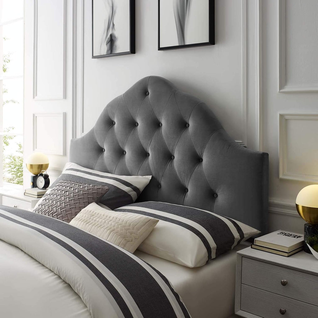 Modway Sovereign Twin Diamond Tufted Performance Velvet Headboard, Gray