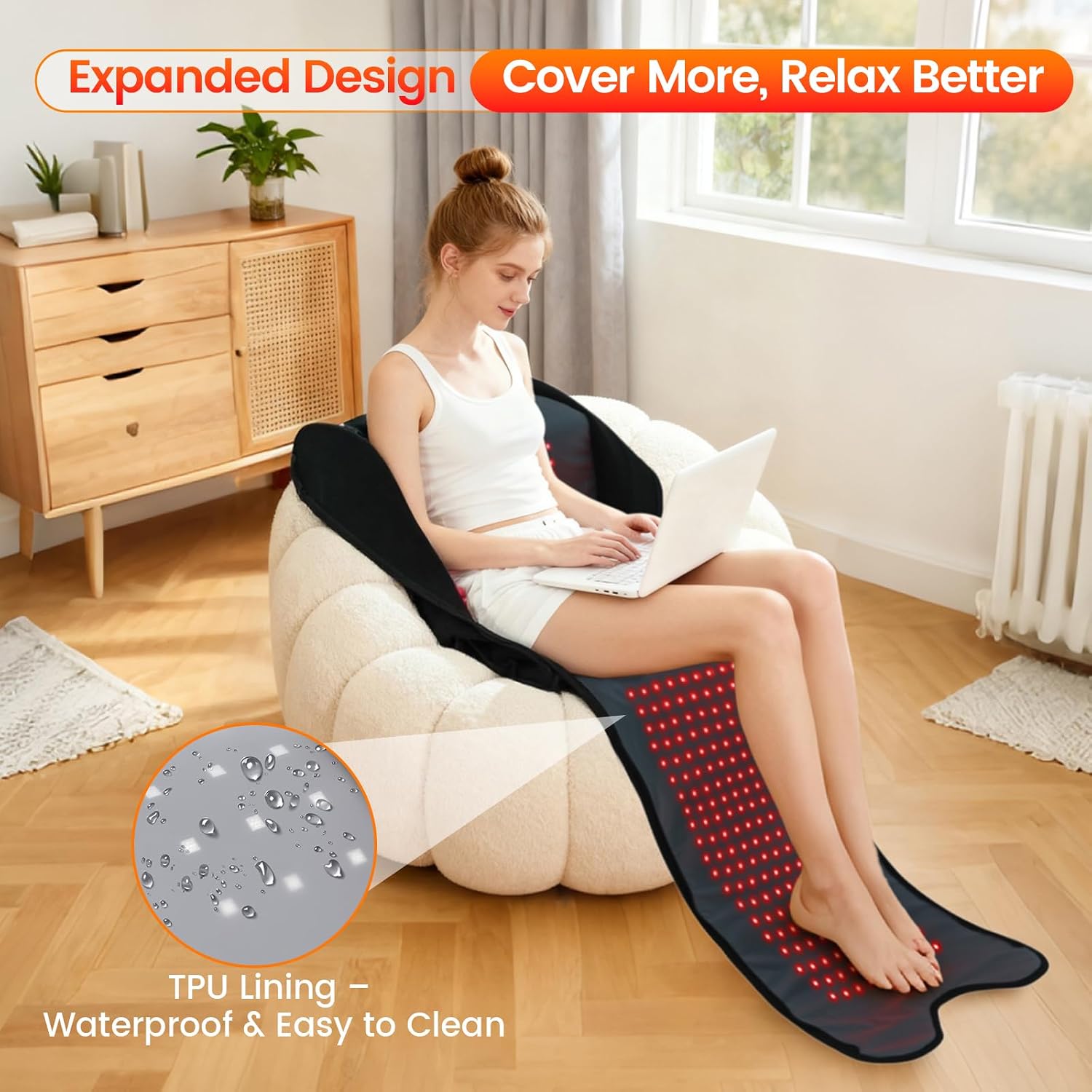 Red Light Therapy for Feet & Legs – 2026 Upgraded Device with 480 LEDs, 3-in-1 Chips, Extra-Large Infrared Wrap, 5 Modes, Adjustable Timer, Infrared Light Therapy Pad for Body, 11.8' × 15.7' × 25.5'