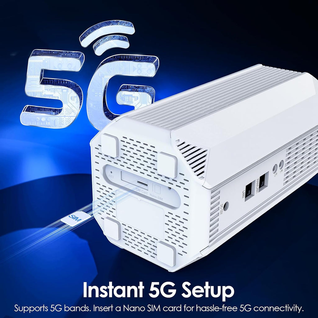 WAVLINK 2026 New 5G NR SA NSA AX3000 WiFi 6 CPE Router with SIM Card Slot, Qualcomn RM520N-GL Module, Dual Band Mesh 5G Router, Gigabit WAN/LAN Ports, 9 x Internal Antennas, WPA3, VPN