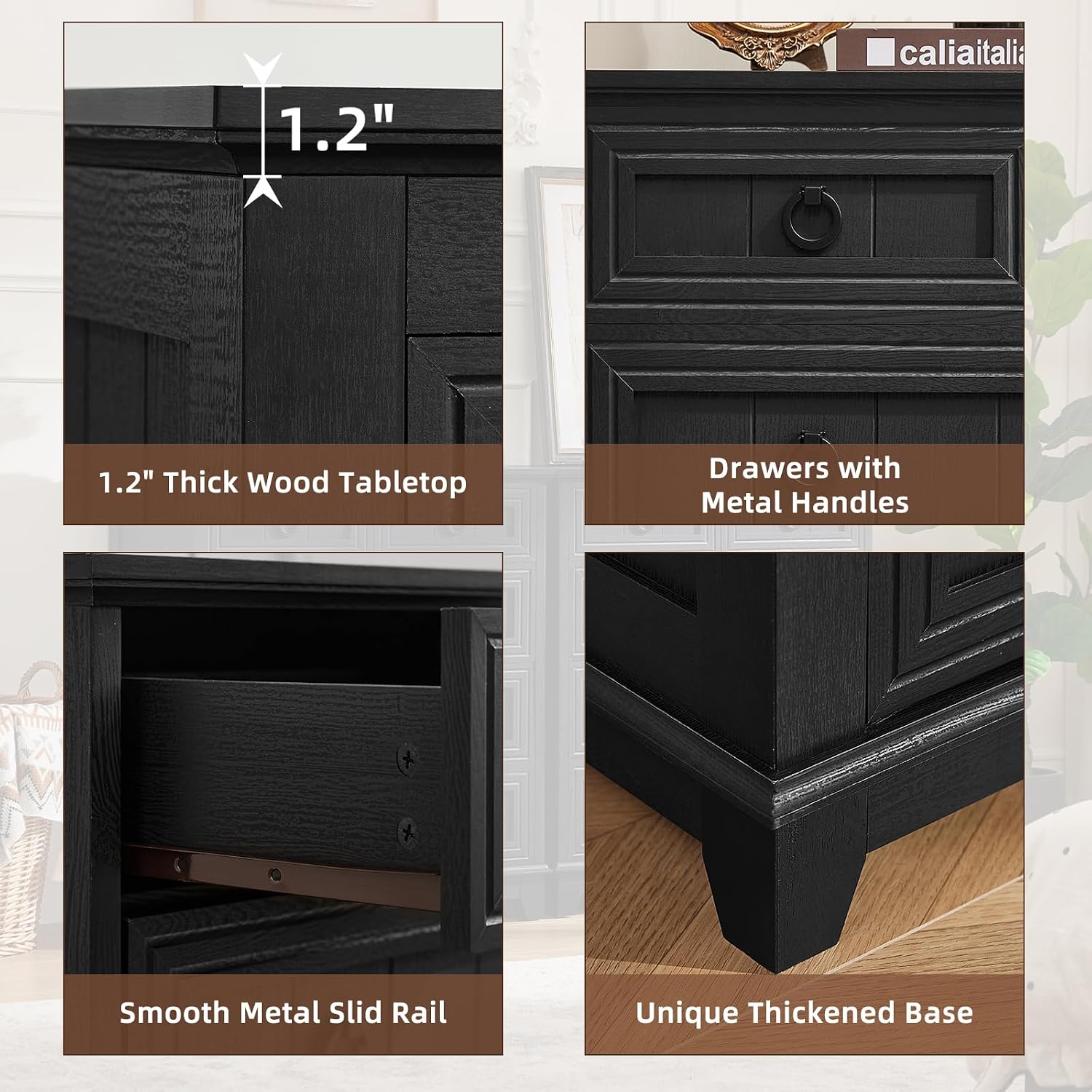 Joaxswe Farmhouse 5 Drawer Dresser for Bedroom Set of 2, 33.2' Tall Small Dressers & Chest of Drawers, Rustic Wood Dresser with Metal Handle, Storage Organizer Closet for Living Room, Hallway,Entryway
