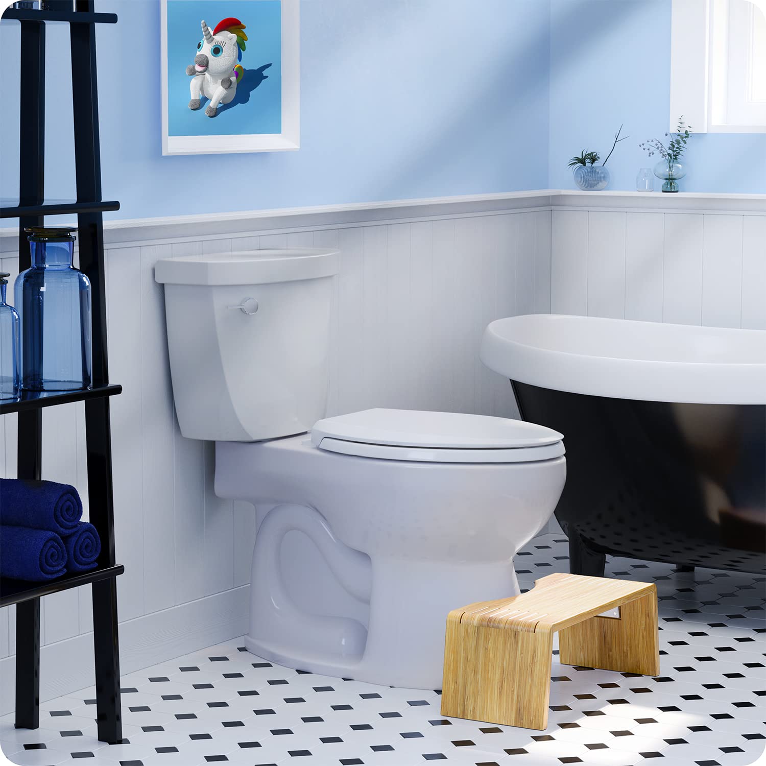 Squatty Potty Oslo Folding Bamboo Toilet Stool – 7 Inches,Collapsible Bathroom Stool for Kids and Adults – Brown,Portable and Space-Saving,(Pack of 4)