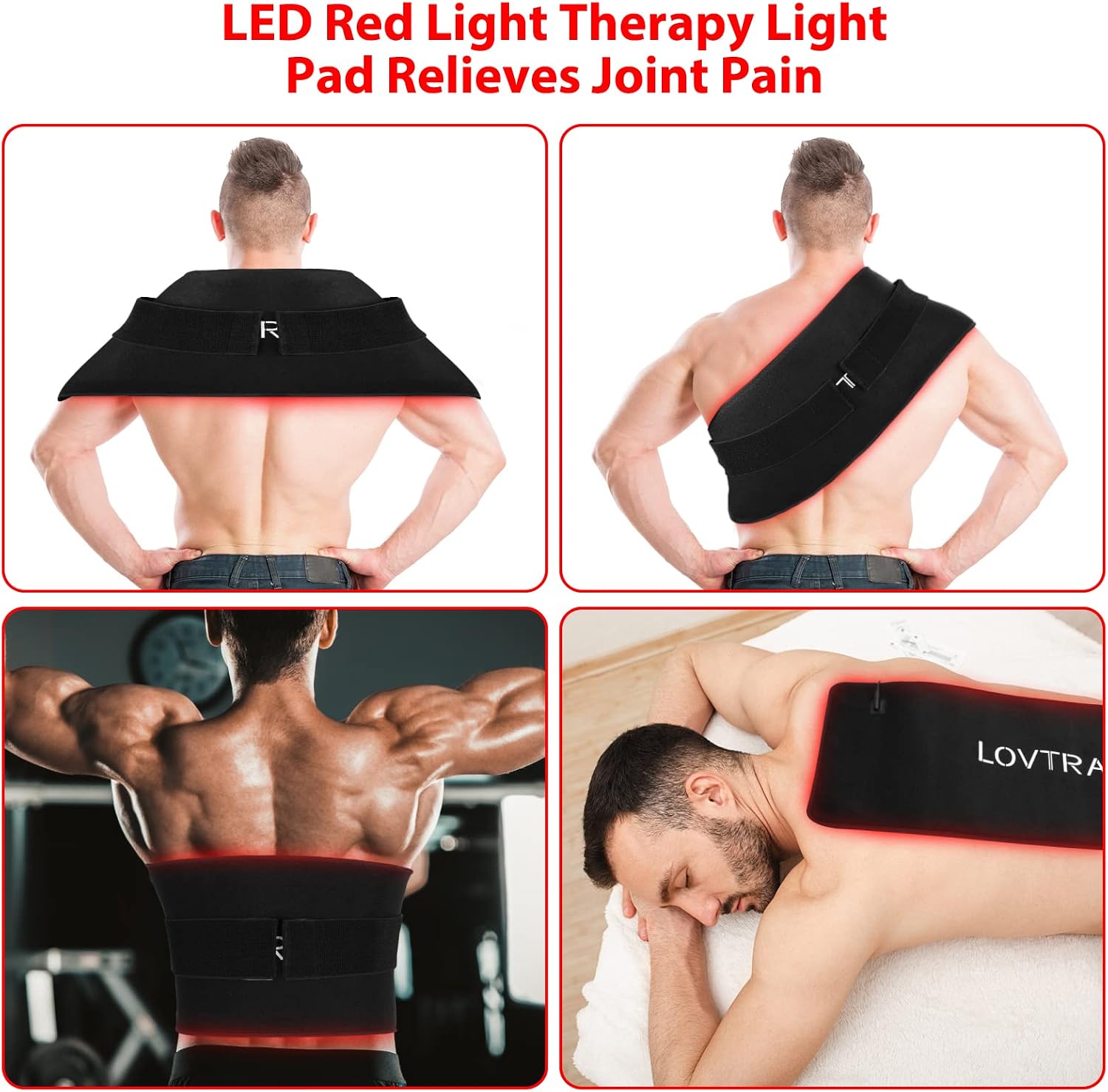 360pcs LED 660nm Red Light and 850nm Near Infrared Light Therapy Devices Mat Large Wearable Pads Wrap for Body Pain Relief