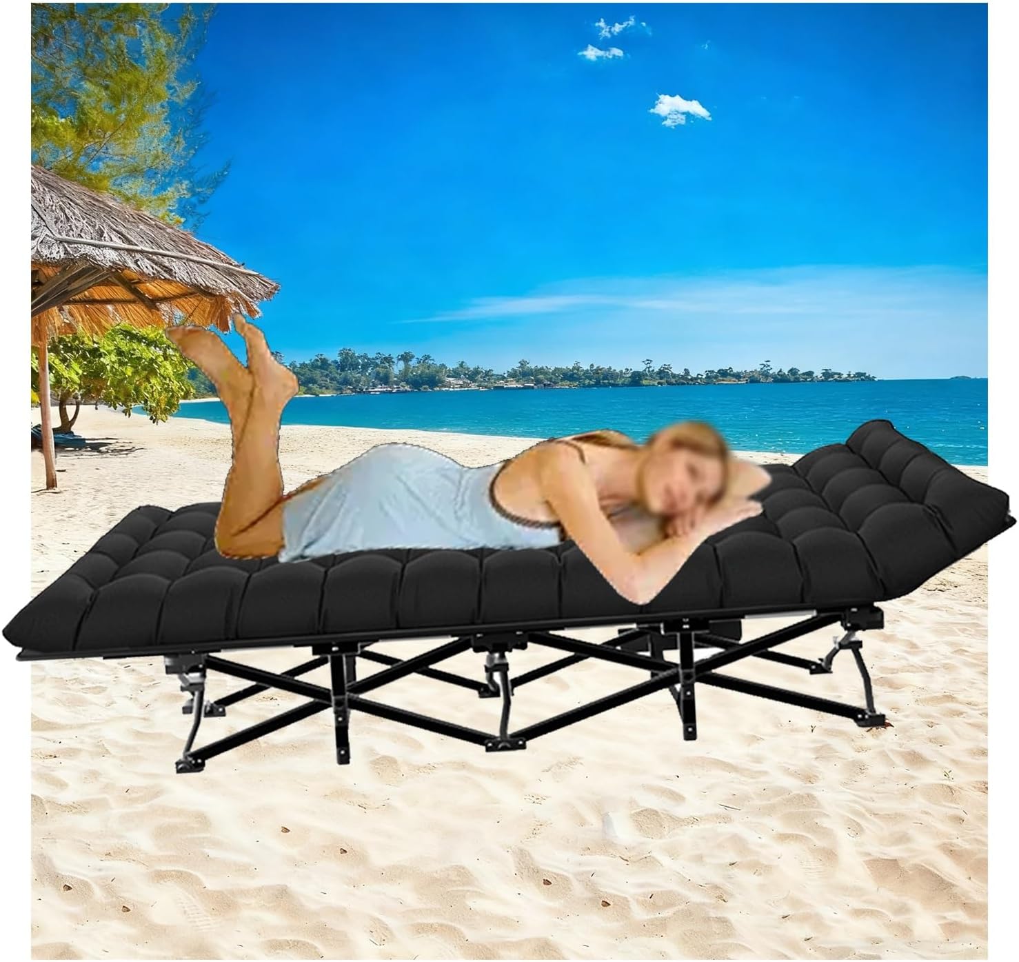 Portable Bed for Adults Foldable Mattress Fold Up Beds for Adults Guest Bed Foldable for Home Office Nap Beach Travel Camping Easy to Set Up Indoor Outdoor
