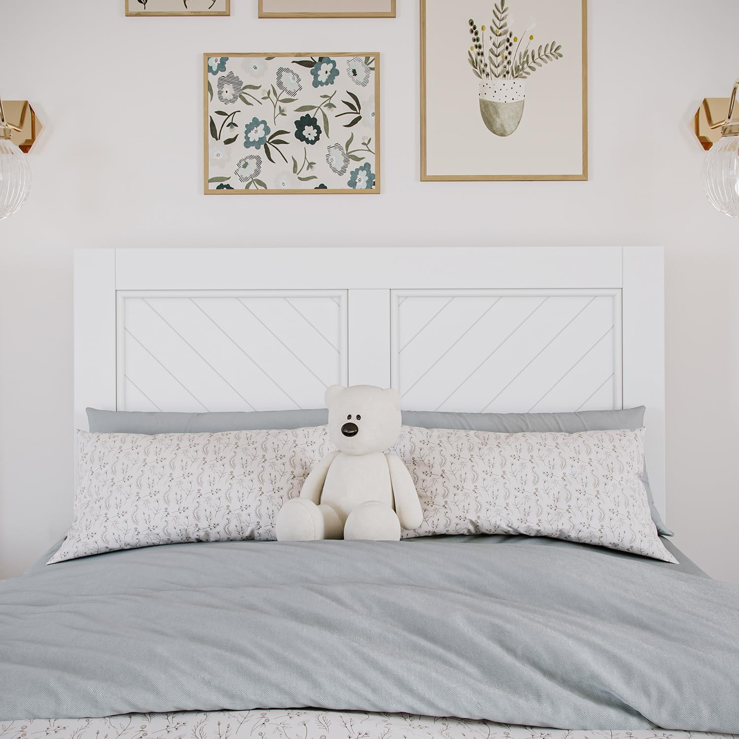 Maykoosh Twin Platform Bed with Matching Footboard & Twin Trundle in White
