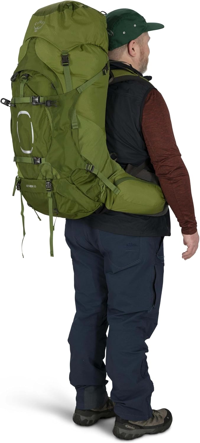 Osprey Aether 65L Men's Backpacking Backpack, Black, S/M, Extended Fit