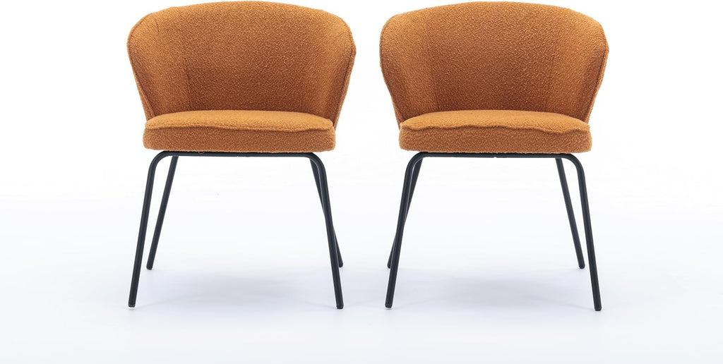 Luxury Velvet Dining Chairs with Swivel Function and Metal Legs Set of 2 (Grey + Black) Ideal for Living Room or Bedroom (Orange Set of 2)