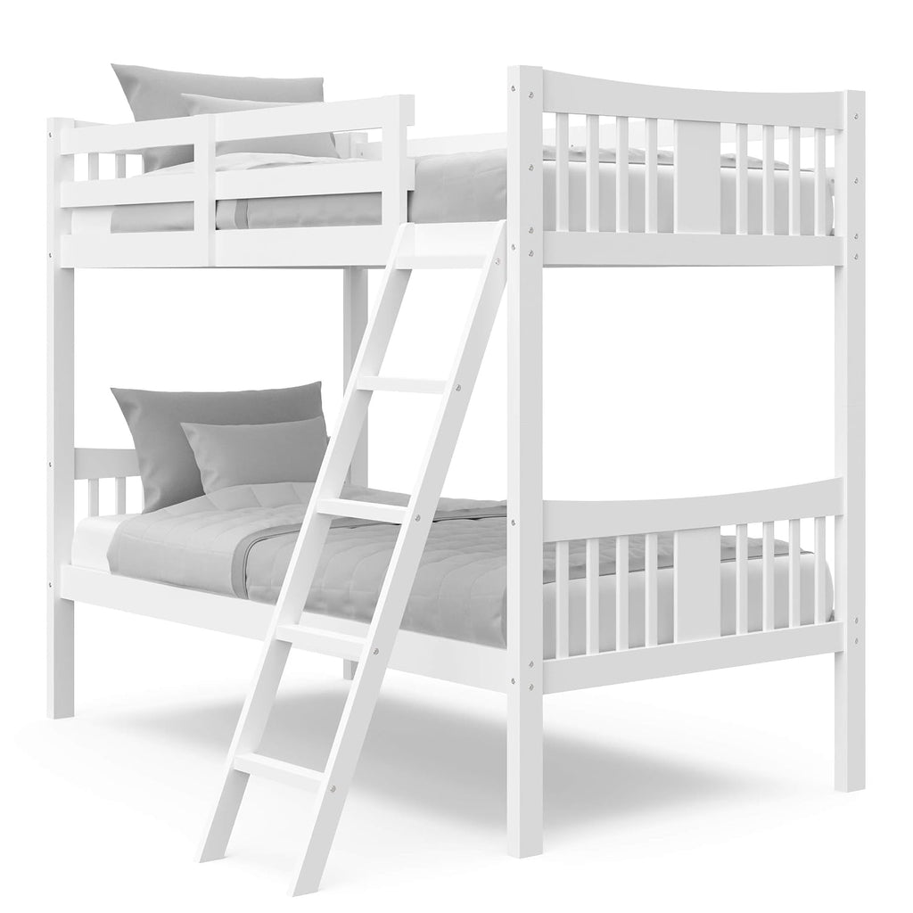 Storkcraft Caribou Bunk Bed Twin Over Twin Bunk Bed (White) - GREENGUARD Gold Certified, Twin Bunk Beds for Kids, Converts to 2 Individual Twin Beds, Bunk Beds for Kids