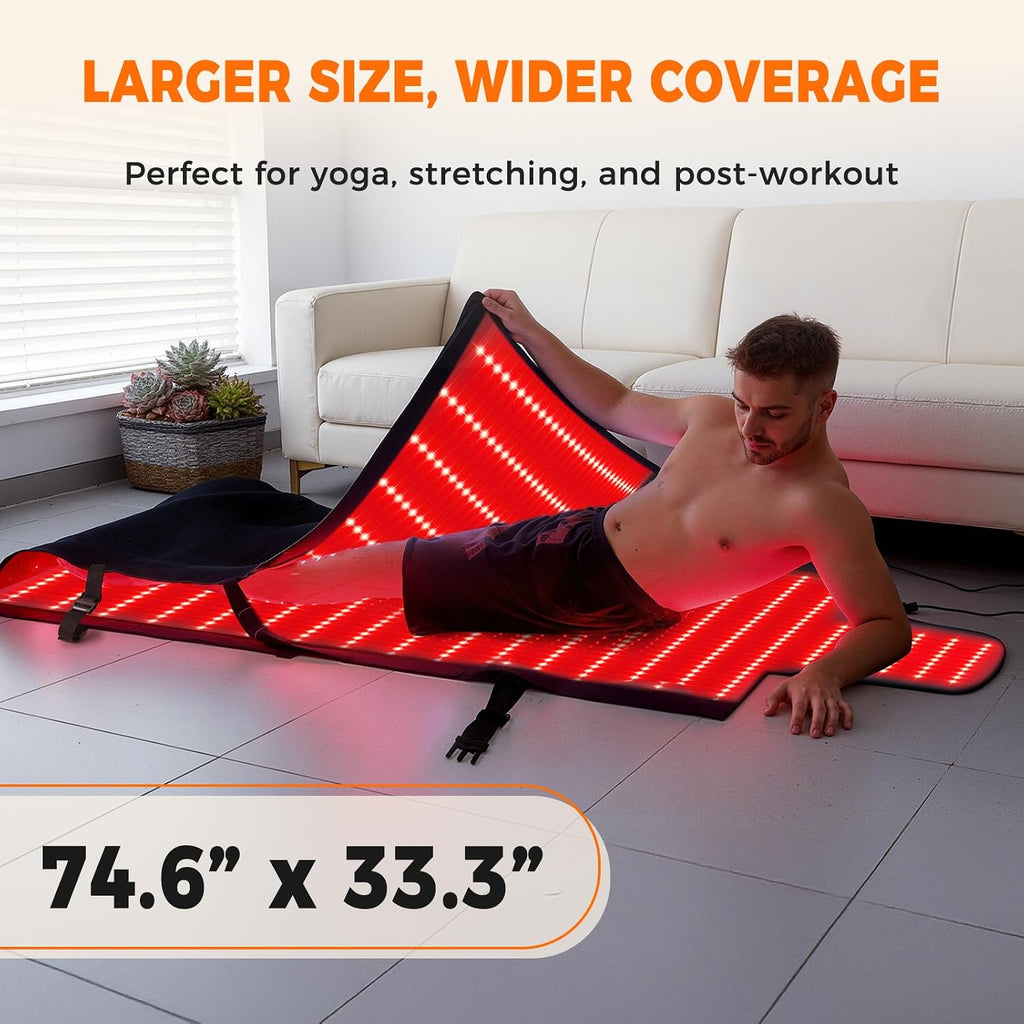 1000 LEDs Dual Full Body Red Light Therapy Mat, Red Light Therapy Blanket, 2in1 LEDs(660nm& 850nm), Premium Leather, Adjustable Timer & Intensity