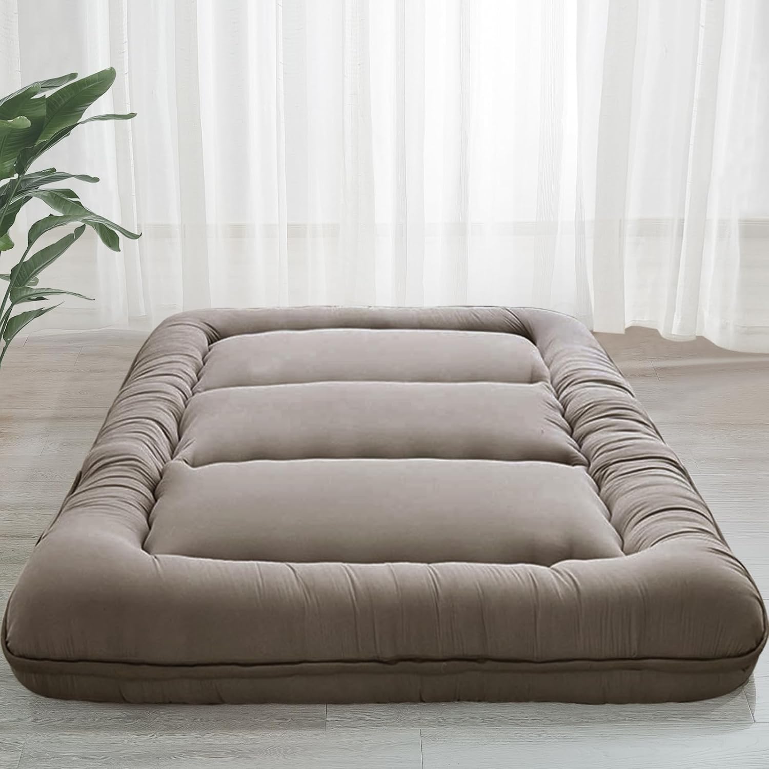 MAXYOYO 6' Extra Thick Japanese Floor Mattress Futon Mattress, Foldable Tatami Pad for Adults, Roll Up Floor Mat for Living Room Guest Room RV, Dark Grey, Twin