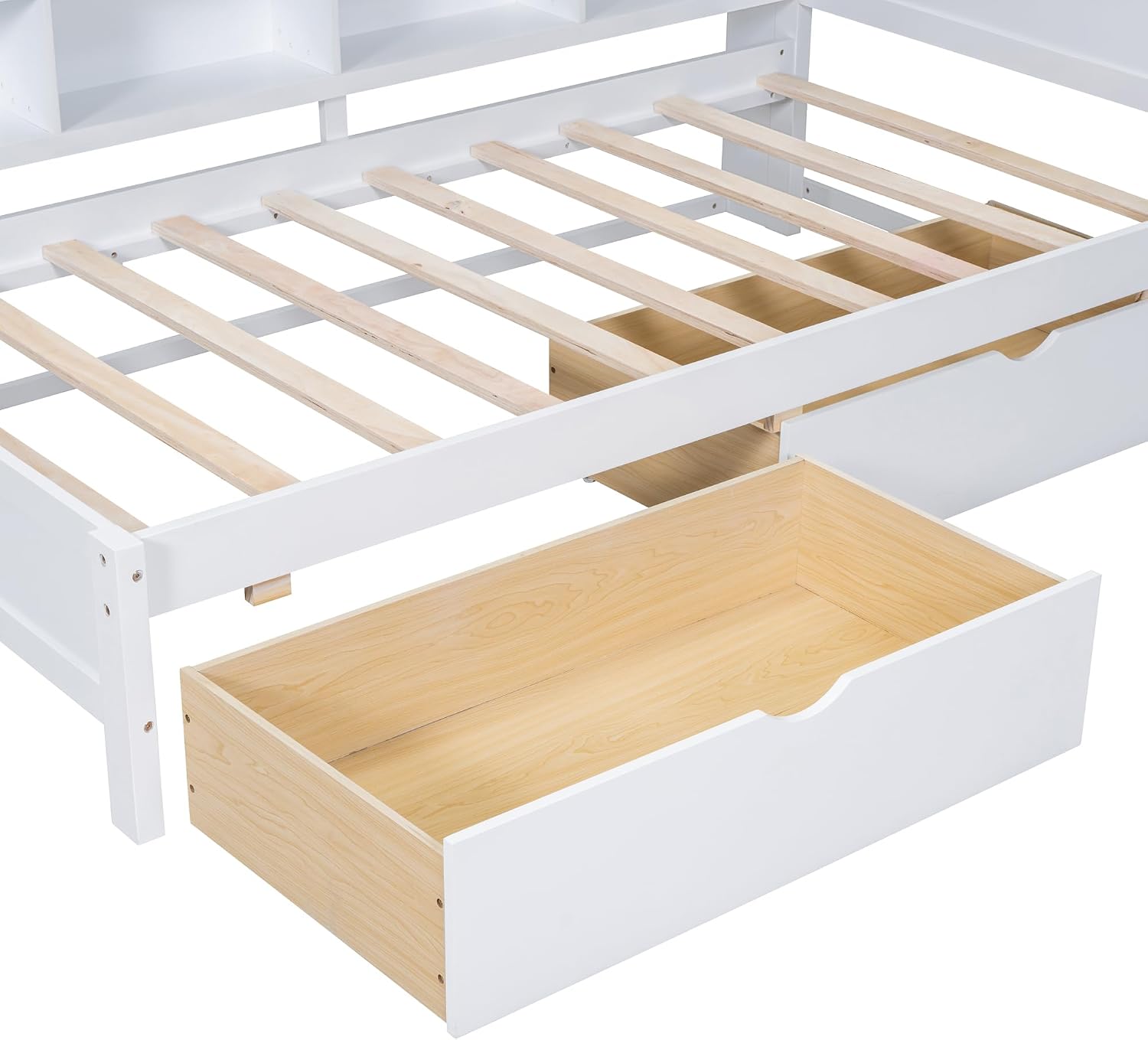Twin Size Daybed with 2 Drawers,Minimalist Wooden Sofa Bed Frame with Storage Shelf and USB Charging Ports for Bedroom, Studyroom, Guestroom, Livingroom (White-wd56)