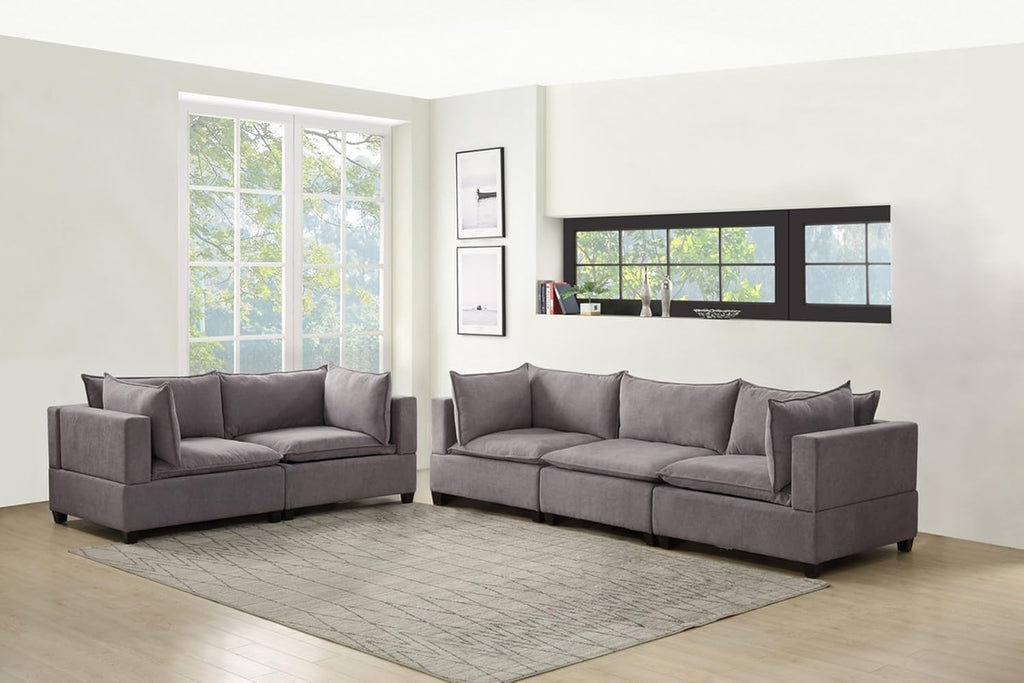 Daesar 2 Piece Couch Set, Wood Frame, Light Grey Fabric Loveseat Sofa Living Room Set Furniture for Small Space, Bedroom, Studio, Apartment