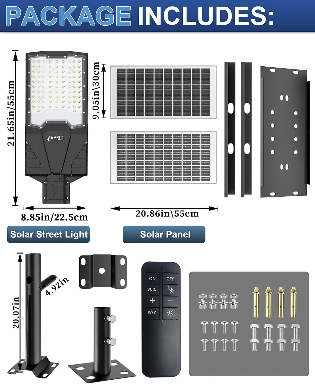 JAYNLT X-13000W Solar Street Lights Outdoor,6500K Ultra-Large Parking Lot Lights Commercial Dusk to Dawn,IP67 Industrial Grade Waterproof Solar Power Flood Security Lamps for Farm,Backyard
