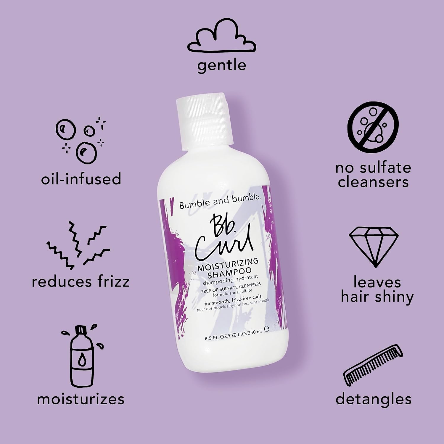 Bumble and bumble. Curl Moisturizing Shampoo | Gently Cleanses Coils, Curls, Waves | Anti Frizz | Sulfate Cleanser Free | With Jojoba, Avocado + Coconut Oil