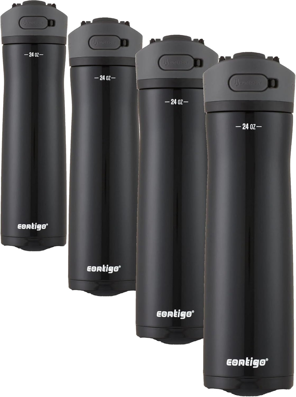 Contigo Ashland Water Bottle, 24oz, AUTOSPOUT Lid | Licorice | Pack of 4