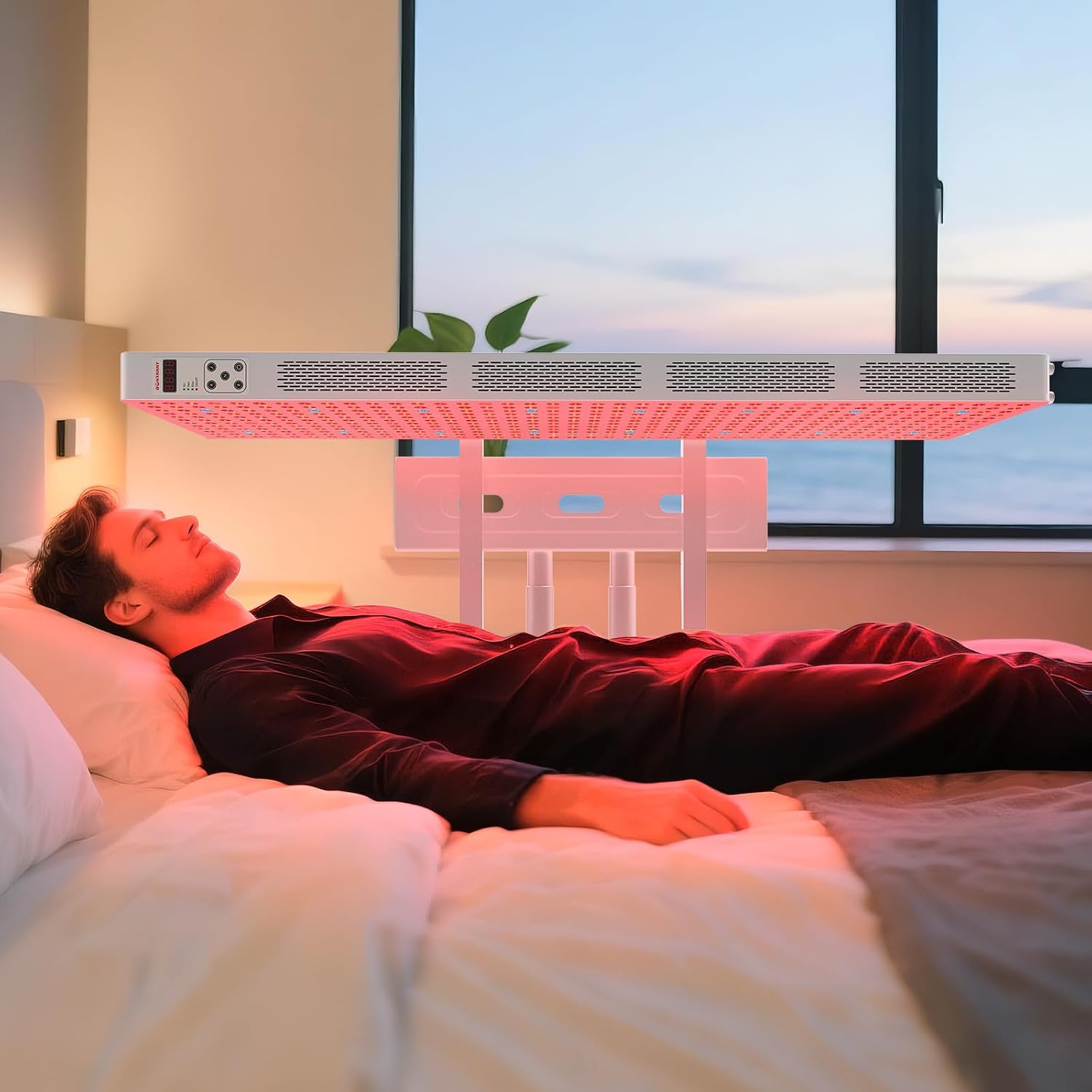 BONTANNY Red Light Therapy Full Body Panel, 480/630/660/810/830/850/1060nm Blue Red Near Infrared Light Device with 480 Dual Chip Clinical Grade LEDs, Remote Control, Timer for Face, Body, BO-2400