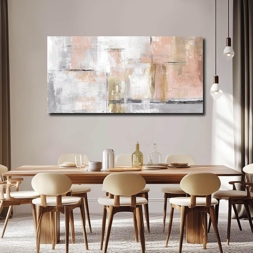 SOUGUAN Large Abstract Canvas Wall Art Modern Wall Decor Pink Art Posters 29'x58' Home Decorations for Living Room Artwork for Office