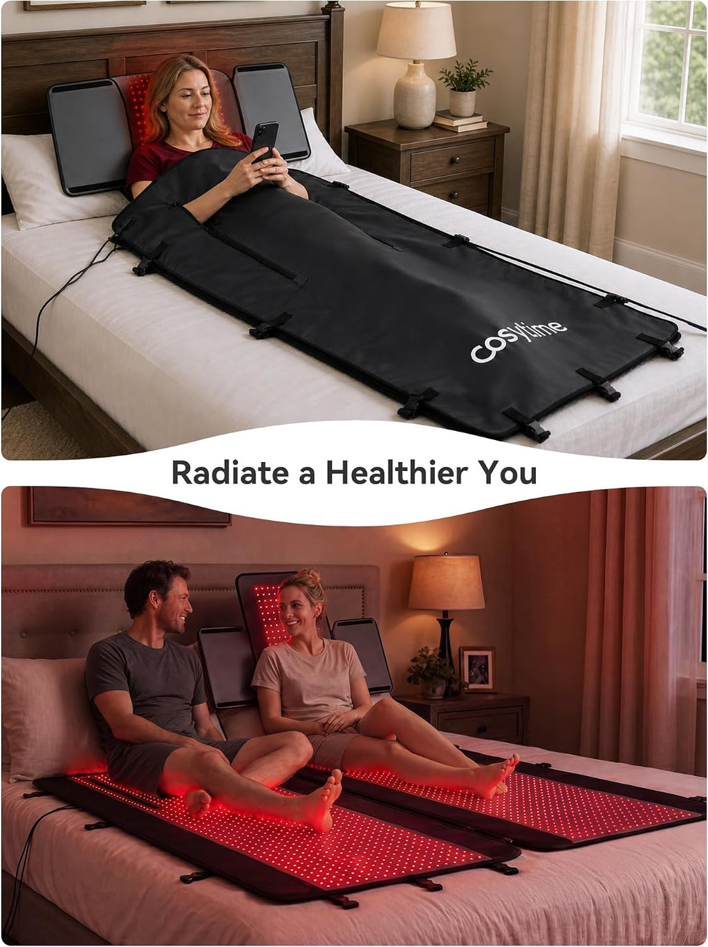 76' x 33' Red Light Therapy Bag for Full Body - 660nm Red & 850nm Near Infrared, Tri-Chip 8460 LEDs High-Density Matrix, Detachable Dual-Panels, Foldable Head & Facial Coverage