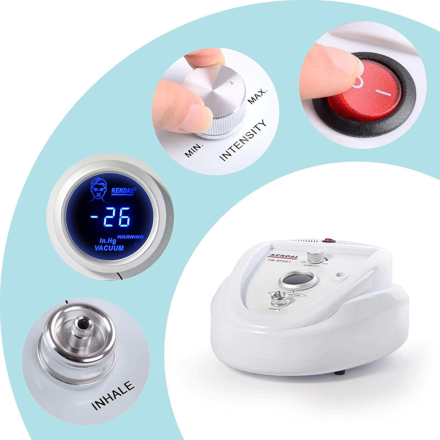 Kendal Professional Diamond Microdermabrasion Machine, Dermabrasion Facial Skin Care Equipment with LED Real Time Digital Display Also Good for Home Use 110v-220V HB-SFD01