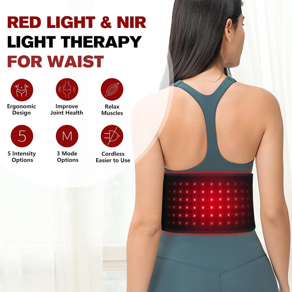 DGXINJUN Cordless Red Light Therapy for Waist Back Pain Relief Near Infrared Light Therapy Device for Body Led Portable Wearable Belt Wrap Rechargeable with 4000mAh Battery