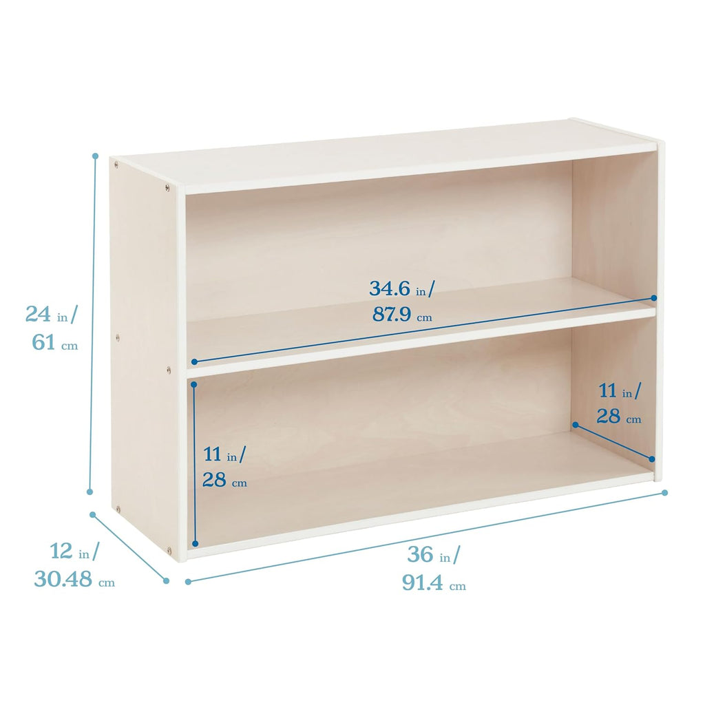 ECR4Kids Streamline 2-Shelf Single-Sided Storage Cabinet, 24in, Classroom Furniture, White Wash