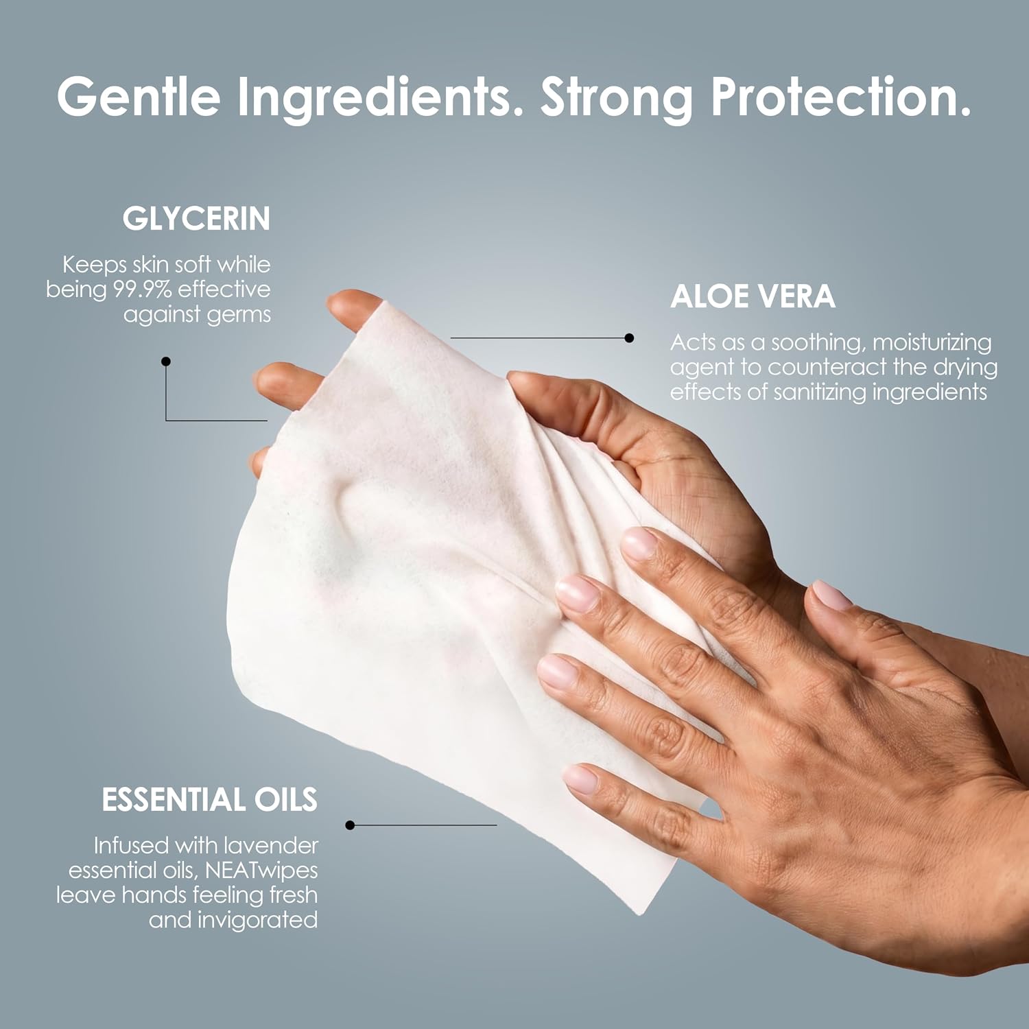 NEATwipes Hand Sanitizing Wipes | Travel Essentials | Disposable Wet Wipe & Planet Friendly | Lavender Essential Oil & Soothing Aloe | 10 Pouches of 24 Individually Wrapped Wipes