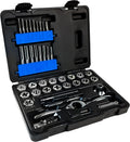 Champion Cutting Tool 40-Piece Tap and Die Set, UNC/UNF SAE Sizes with Ratcheting Wrench, High Speed Plug Taps and Hex Dies for Metalworking, Automotive, Construction, Part# CS40P-A