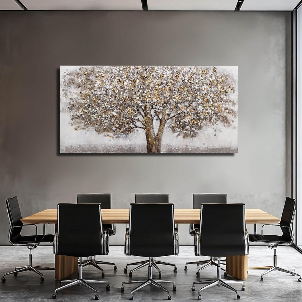 CHUDANHAO Large Canvas Wall Art Decorative Paintings Grey Room Decor Gold Tree Picture Scenery Artwork for Living Room Bedroom Hotel 29'x58'