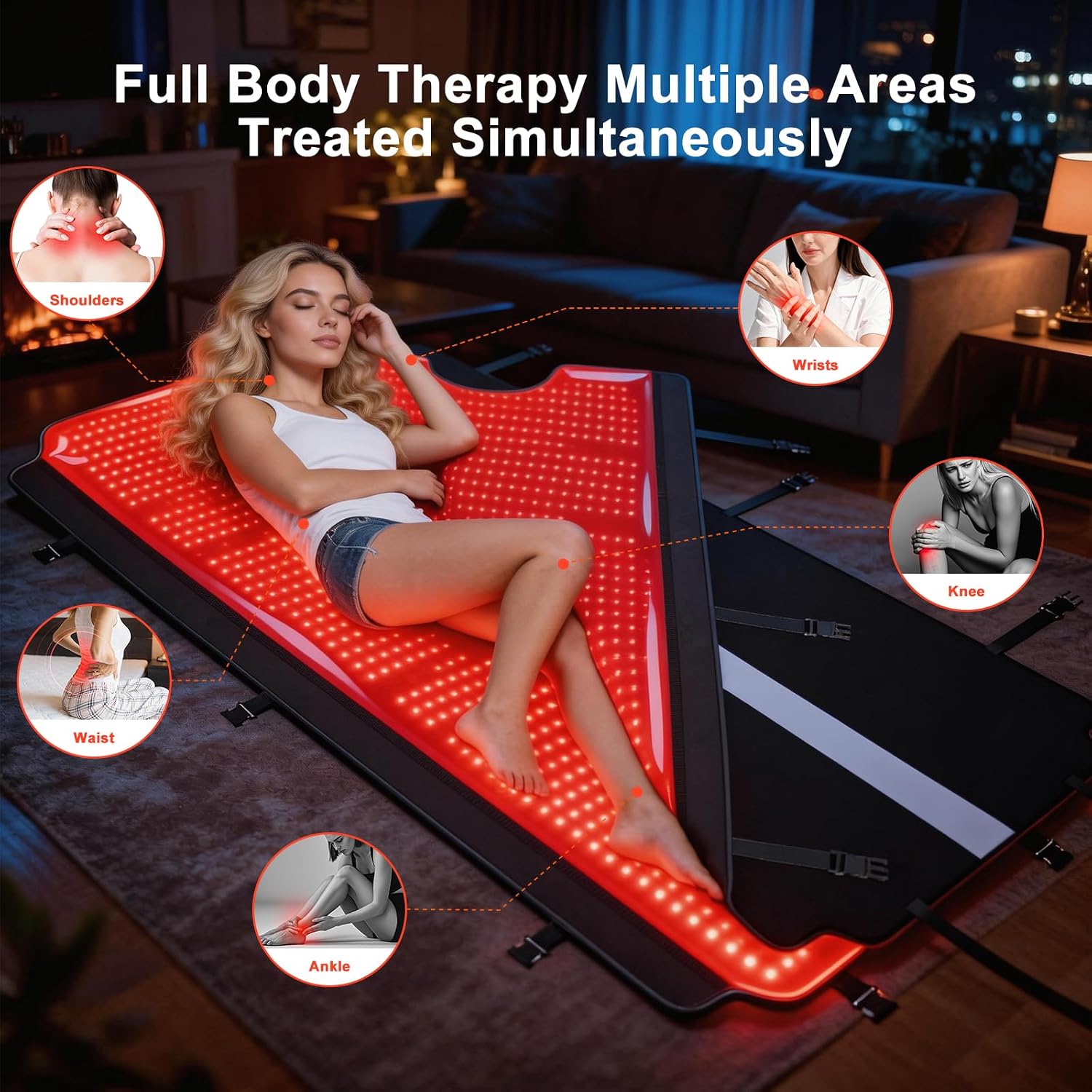 Full Body Red Light Therapy Mat, 78.7' * 74.8' Whole Red Light Therapy Pad for Body with 660nm & 850nm, 2820 LEDs redlight Blanket with Adjustable Timer & Intensity, Gifts for Women, Men, and Pets