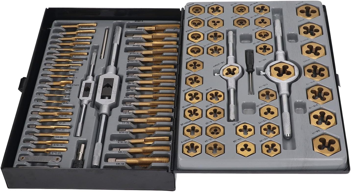 86 Piece Metric Tap and Die Set for Thread Repair M3 to M16 Cutting External Internal Threads Hand Tools Kit