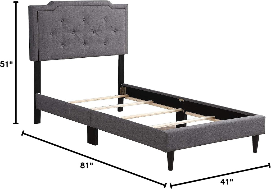 Glory Furniture Deb Fabric Upholstered Twin Bed in Gray